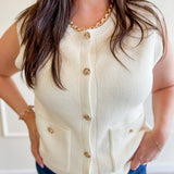 Button Front Knit Sweater Vest