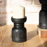 6" Black Wood Candle Holder