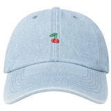 Cherry Embroidered Denim Baseball Cap