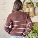 Chocolate Striped Crewneck Sweater