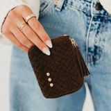 Chocolate Woven Suede Zip Wallet