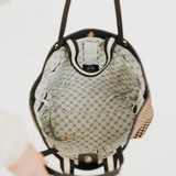 Chocolate Woven Tote with Organizer Interior