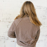 Coffee Gingham Half-Zip Pullover