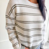 Contrast Cuff Striped Sweater