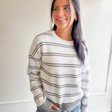 Contrast Cuff Striped Sweater