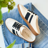 Cream & Black Stripe Sneaker Mule