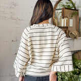 Cream Stripe Wide Sleeve Henley