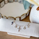 Cross & Daisy Charm Bracelet