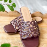 Cutout Woven Slide Sandals