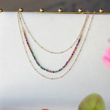 Dainty Layered Crystal Bead Gold Chain Necklace