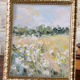 Daisy Field Oil Painting Print | Gold Ornate Frame | 8x10