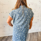 Daisy Print Denim Shirt Dress