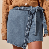Denim Braided Trim Skort