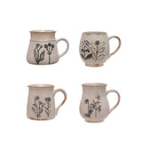 Etched Stoneware Mugs