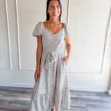 Ditsy Floral Puff Sleeve Maxi Dress