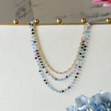 Double Layer Blue Crystal and Gold Chain Necklace