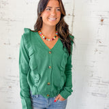 Emerald Meadow Ruffle Cardigan