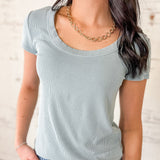 Everyday Ribbed Scoop Neck Tee