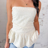 Eyelet Strapless Peplum Top