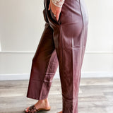 Faux Leather Wide Leg Pants