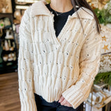 Cream Chunky Cable Knit Cardigan