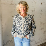 Taupe Leopard Print Button Cardigan
