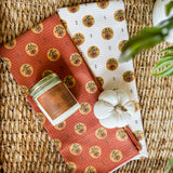 Artisanal Floral Orange Tea Towel