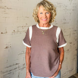Contrast Trim Textured Tee
