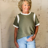 Contrast Trim Textured Tee