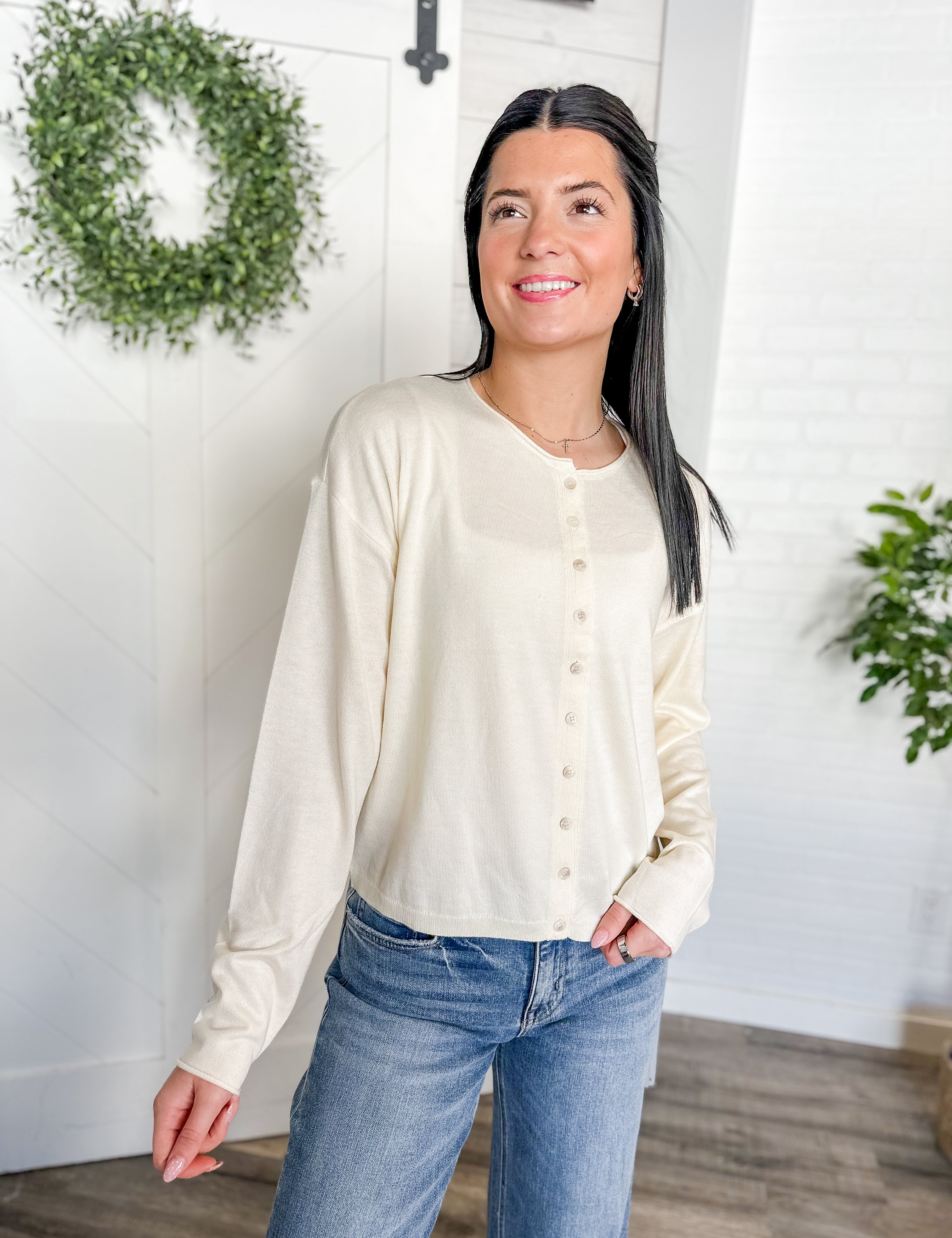 Everyday Button Front Knit Top