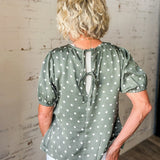 Sage Dot Tie-Back Blouse