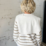 Stripe Knitted Top with Faux Cardigan