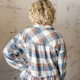 Plaid Ruffle Hem Button Down