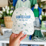 God Is Good All The Time Floral Baseball Cap