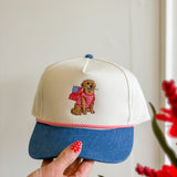 Patriotic Dog Embroidered Trucker Hat