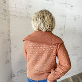 Open Knit Zip-Up Sweater