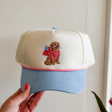 Patriotic Dog Embroidered Trucker Hat