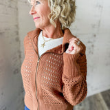Open Knit Zip-Up Sweater