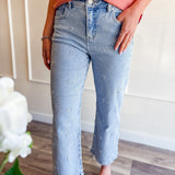Floral Embroidered Straight Leg Jeans