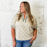 Floral Knit Top with Contrast Trim