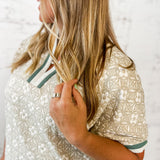 Floral Knit Top with Contrast Trim