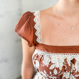 Floral Lace Trim Midi Dress