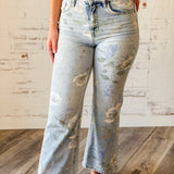 Floral Print Flare Jeans
