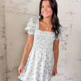 Floral Smocked Puff Sleeve Mini Dress