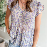 Ciffon Ruffle Sleeve Top
