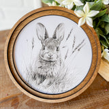 8" Round Bunny Sketch Art