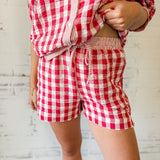 Gingham Button-Up & Shorts Lounge Set