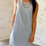 Gingham Sleeveless Shift Dress