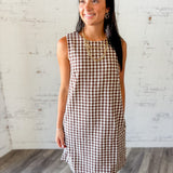 Gingham Sleeveless Shift Dress