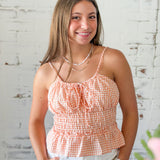 Gingham Smocked Cami Top